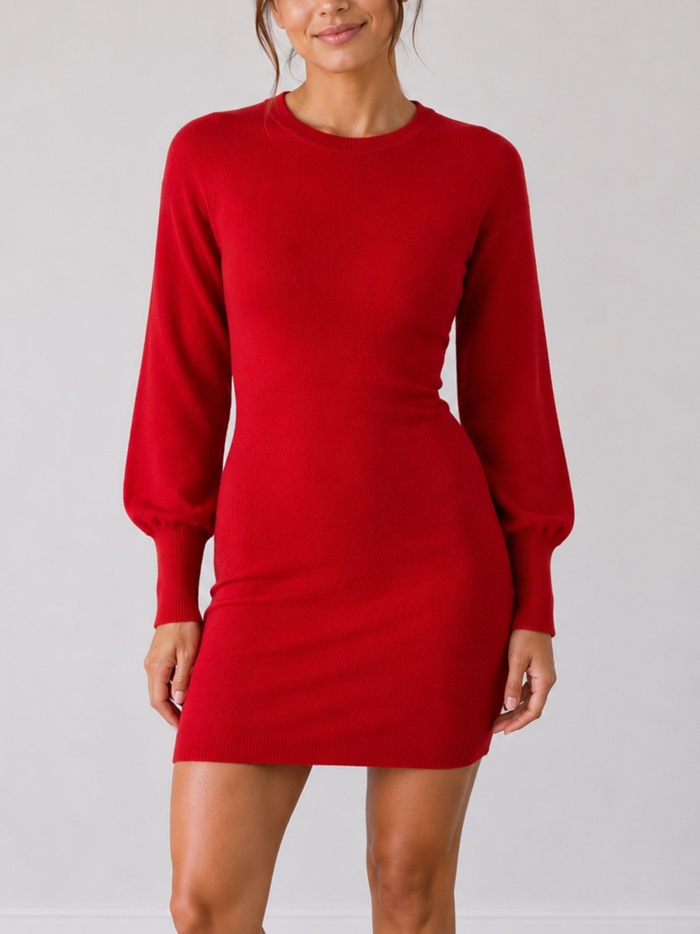 Vince Camuto Long Sleeve Red Bodycon Sweater Dress